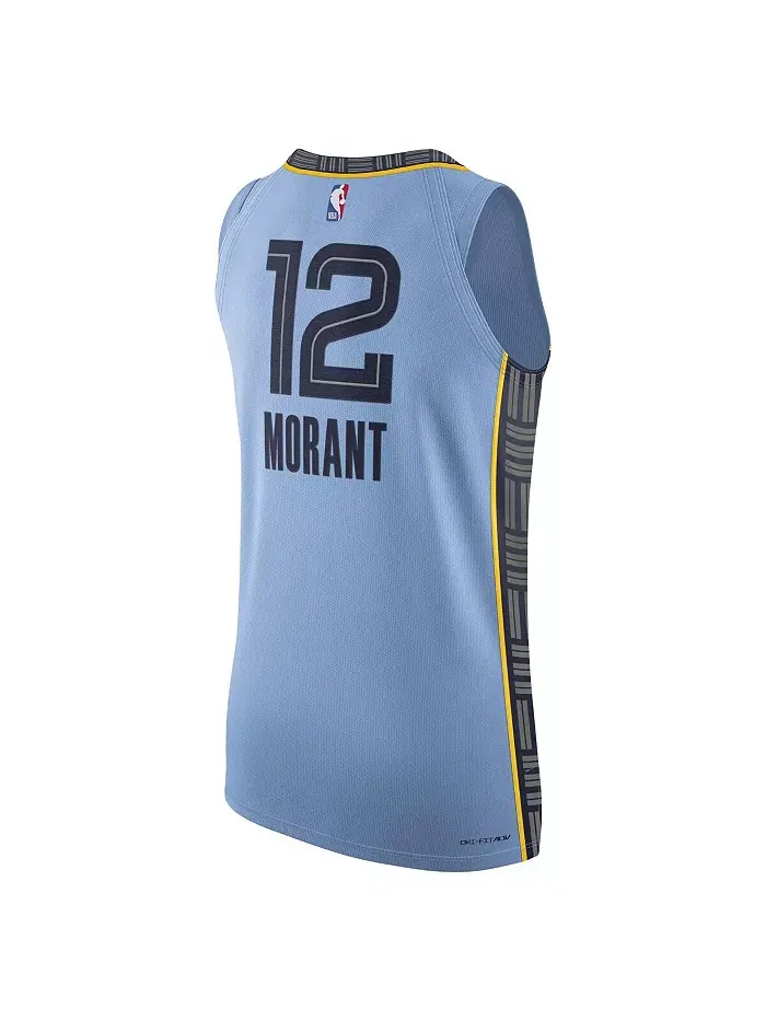 Мужская футболка Ja Morant Memphis Grizzlies в светло-голубом цвете - аутентичная игровая форма — изображение 3 из 3