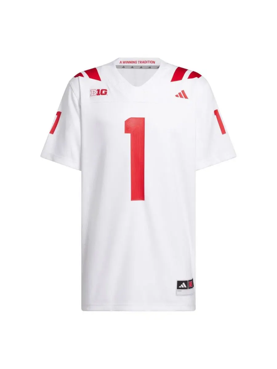 Футболка футбольная с длинным рукавом Nebraska Huskers Away Premier adidas — изображение 2 из 5, белый