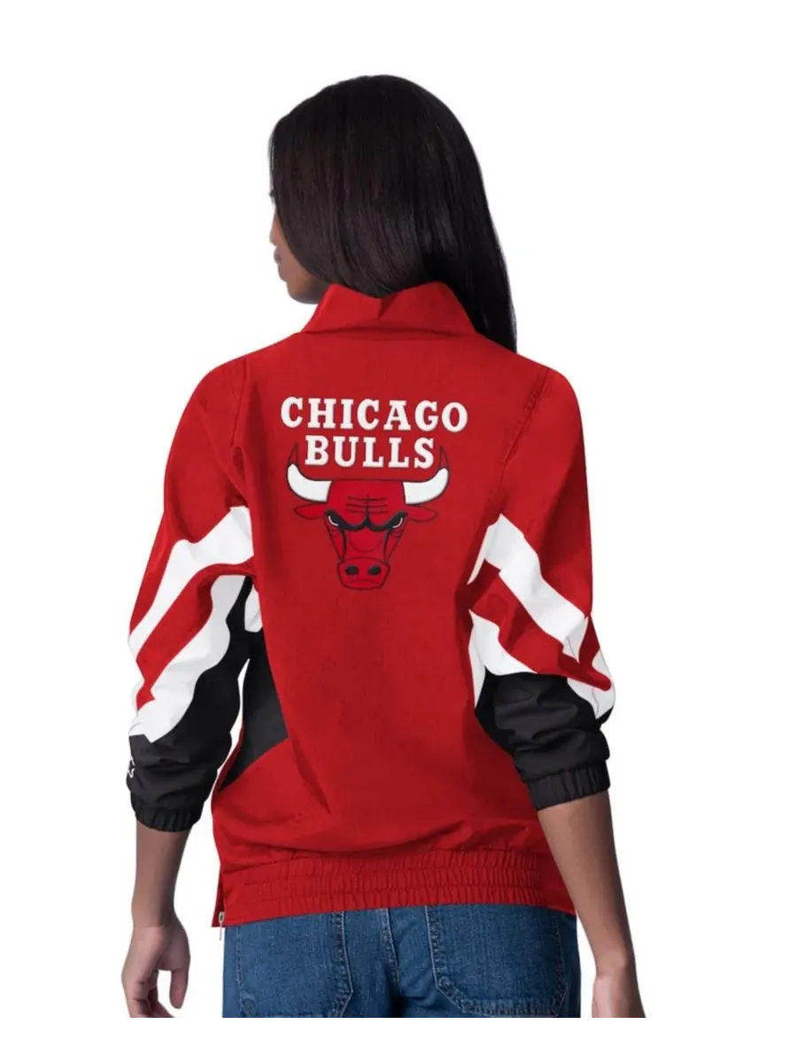 Женская куртка-полузип с принтом Chicago Bulls, Renegade Oxford Starter — изображение 2 из 2, красный черный