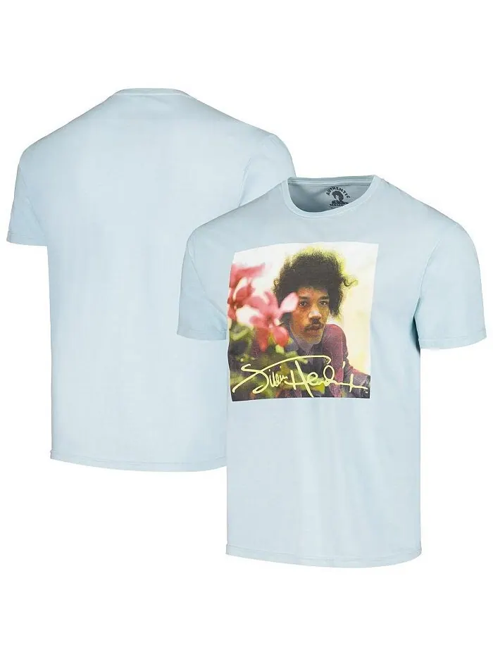 Мужская синяя футболка с рваным рисунком Jimi Hendrix Flowers Philcos