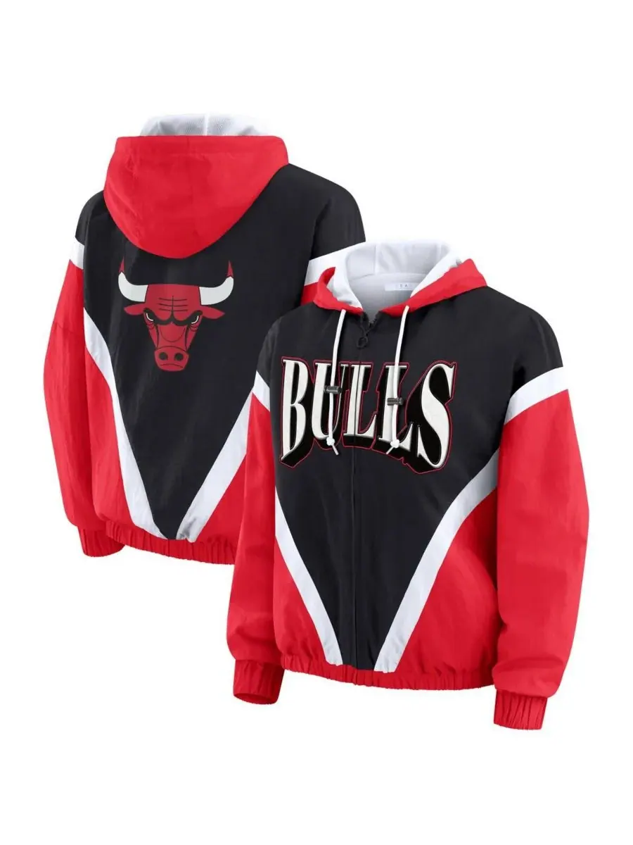 WEAR by Erin Andrews Женская ветровка-худи на молнии с цветными блоками и логотипом Chicago Bulls