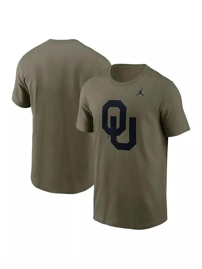 Мужская футболка Olive Oklahoma Sooners 2024 Military Appreciation с тональным логотипом Jordan
