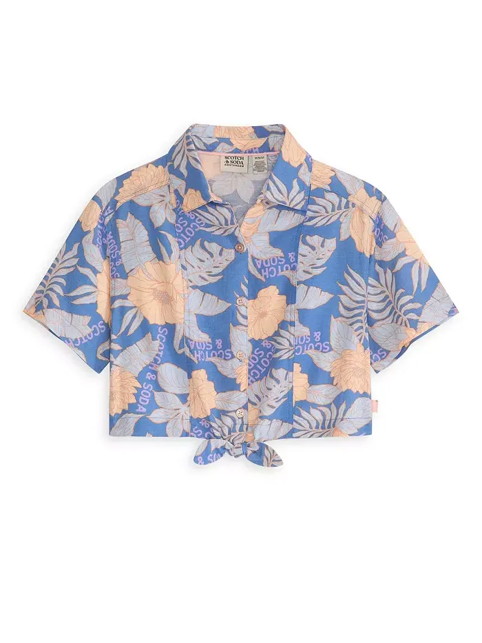 Блуза с коротким рукавом и застежкой спереди для девочек постарше SCOTCH & SODA