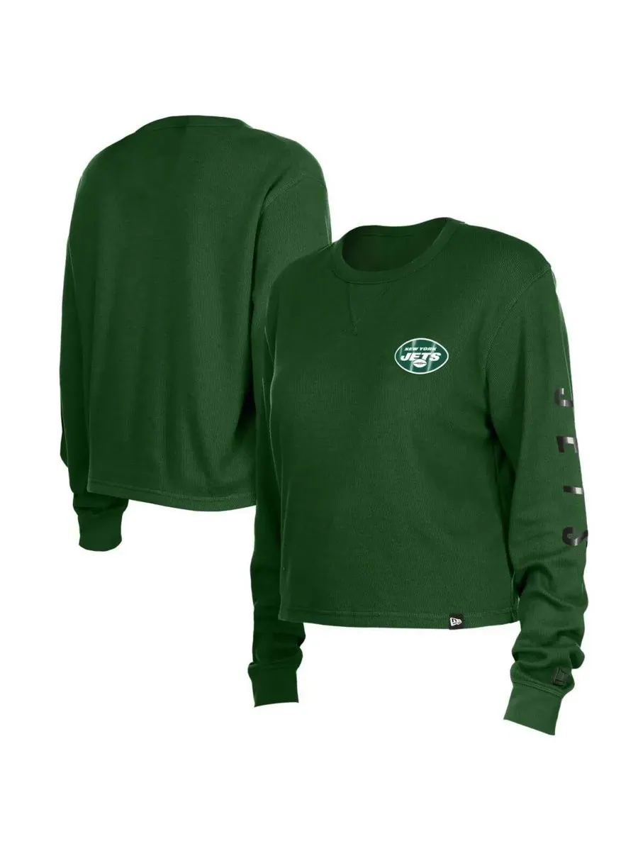 New Era Женская зеленая термофутболка с длинными рукавами New York Jets Sport Night