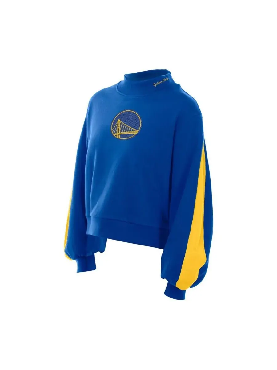 New Era Женская толстовка Royal Golden State Warriors Sport Night с рукавами-баллонами — изображение 3 из 3, королевский
