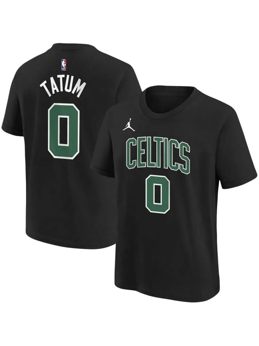 Футболка с именем и номером игрока команды Boston Celtics, черная, для мальчиков и девочек Jordan