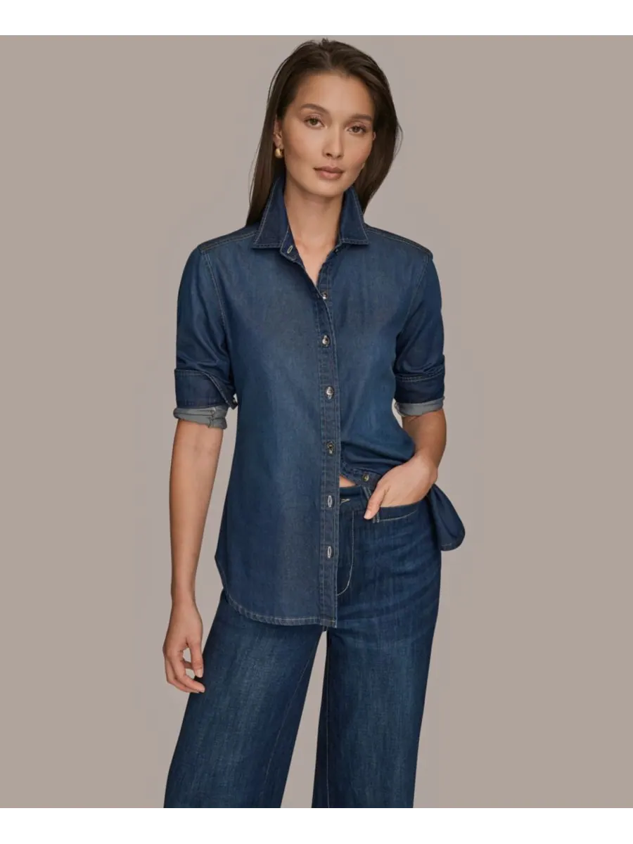 Женская джинсовая рубашка с длинными рукавами Donna Karan Weekend, The Taylor — изображение 2 из 8