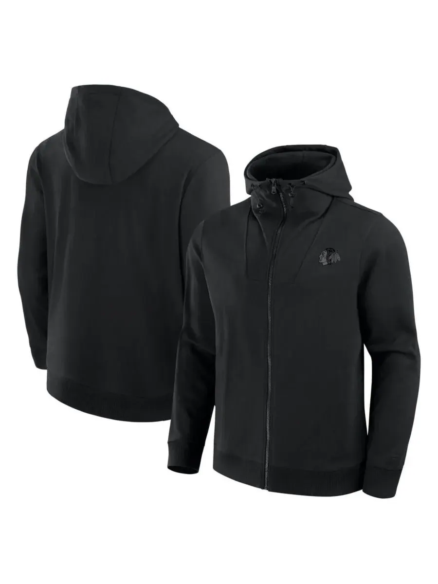 Fanatics Мужская черная толстовка на молнии Chicago Blackhawks Elements Tonal Primary Tri-Blend