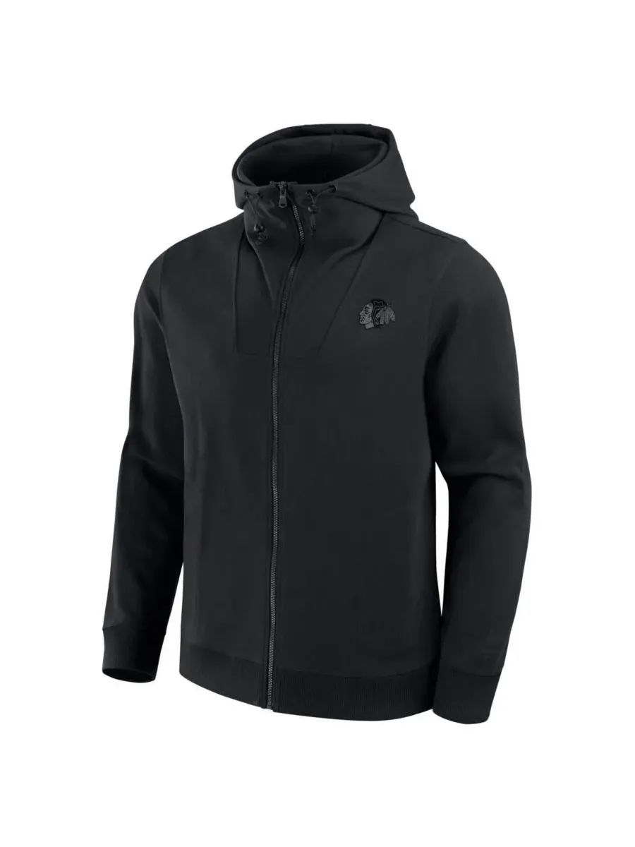 Fanatics Мужская черная толстовка на молнии Chicago Blackhawks Elements Tonal Primary Tri-Blend — изображение 2 из 5, черный
