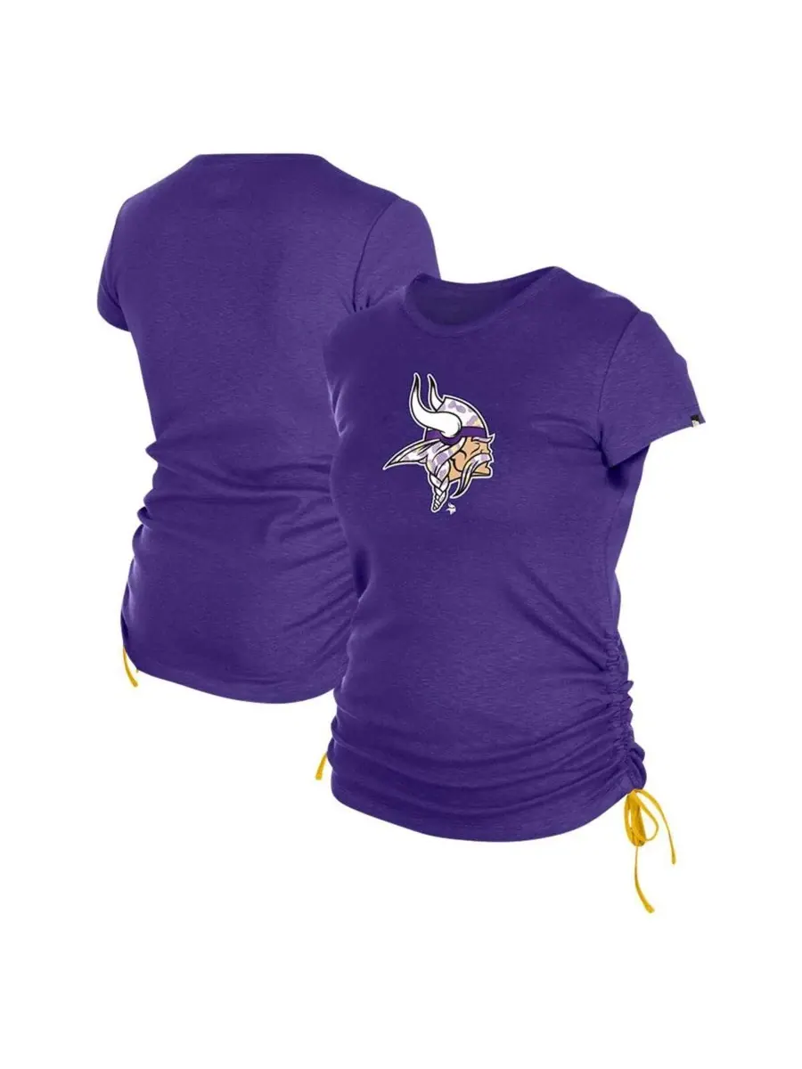 New Era Женская фиолетовая футболка Minnesota Vikings с присборенными боками