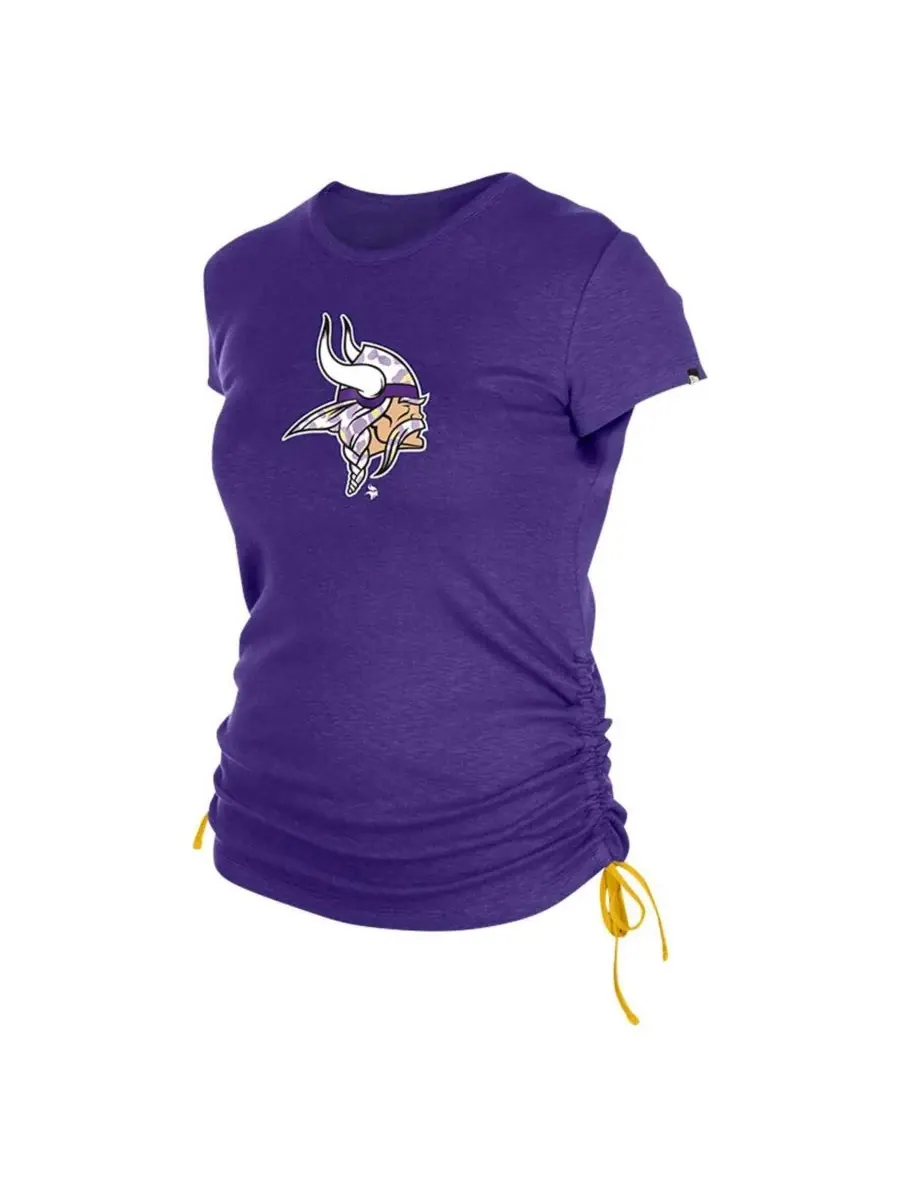 New Era Женская фиолетовая футболка Minnesota Vikings с присборенными боками — изображение 3 из 3, фиолетовый