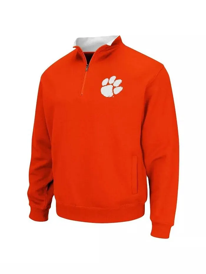 Мужская оранжевая толстовка Clemson Tigers Big and Tall Tortugas с застежкой-молнией на четверть — изображение 2 из 3