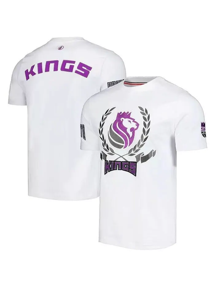 Мужская и женская белая футболка Sacramento Kings Heritage Crest FISLL