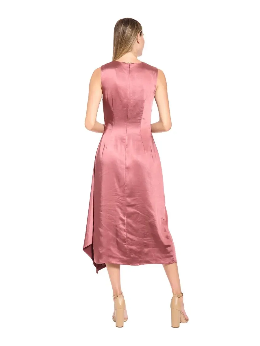 Платье миди из атласа с боковой сборкой Luxely, Rouge Mauve — изображение 3 из 3