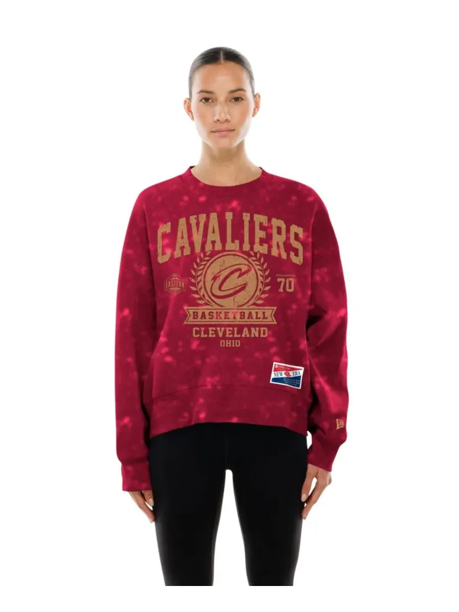 Свитшот с капюшоном и принтом Cleveland Cavaliers Throwback Collection Mineral Wash New Era