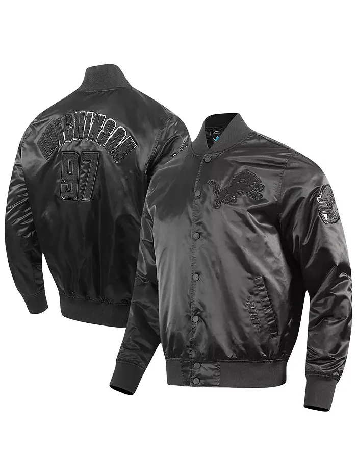 Мужская куртка на молнии Aidan Hutchinson черная Detroit Lions Player Full-Snap Jacket Pro Standard