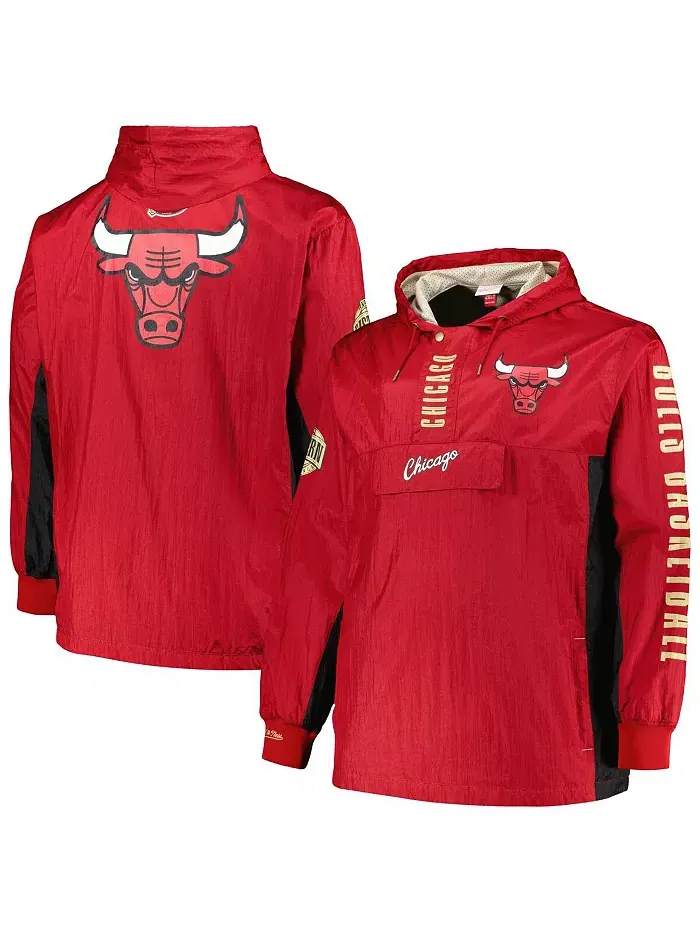 Мужская ветровка-анорак Chicago Bulls Big and Tall Hardwood Classics Team OG 2.0 с капюшоном и