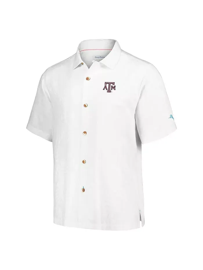 Мужская белая футболка с пуговицами Texas A&M Aggies Castaway Game Camp Tommy Bahama — изображение 2 из 3