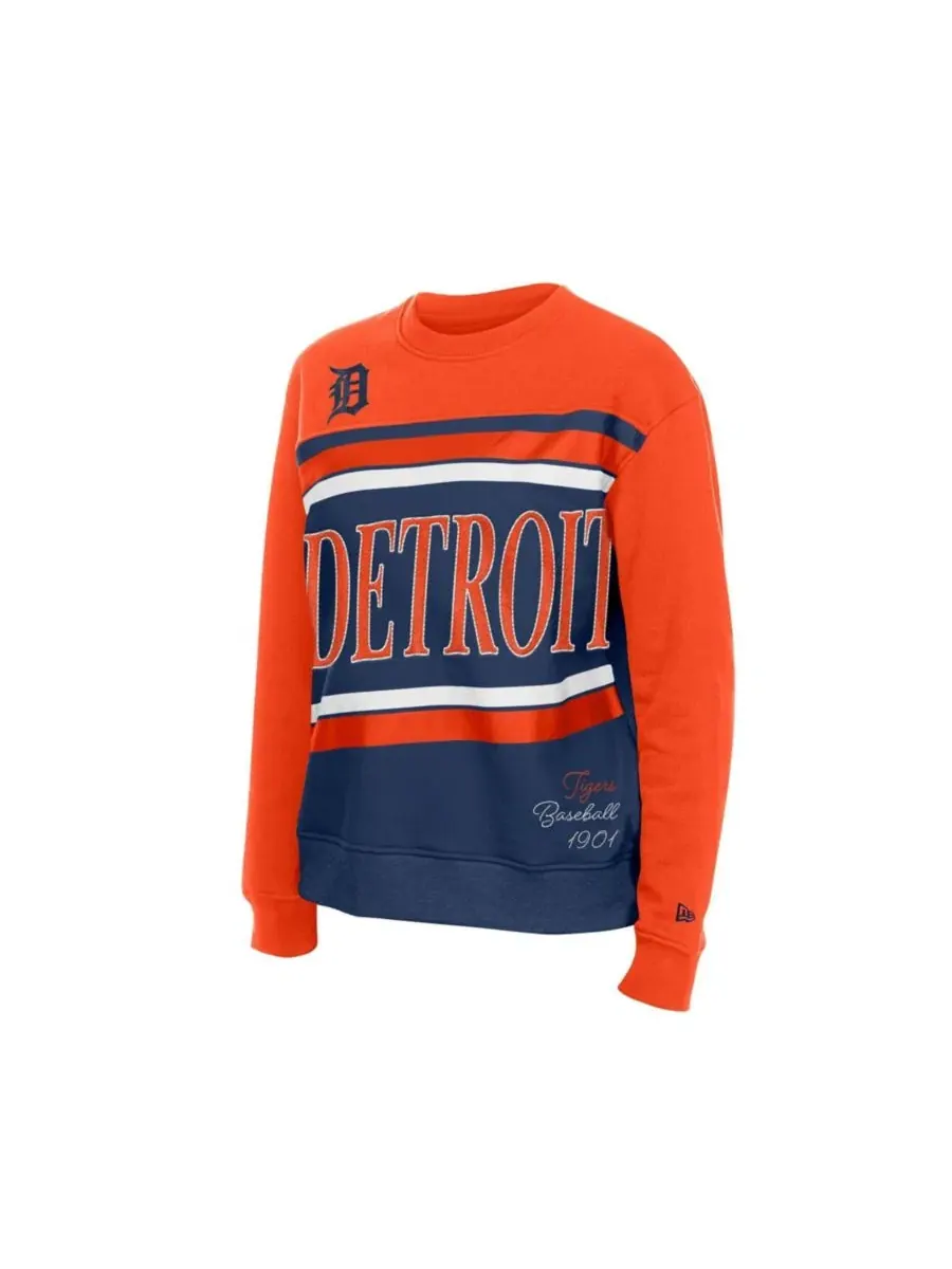 Свитшот женский с принтом Detroit Tigers Gameday Color Block Fleece New Era — изображение 3 из 4, темно-синий оранжевый