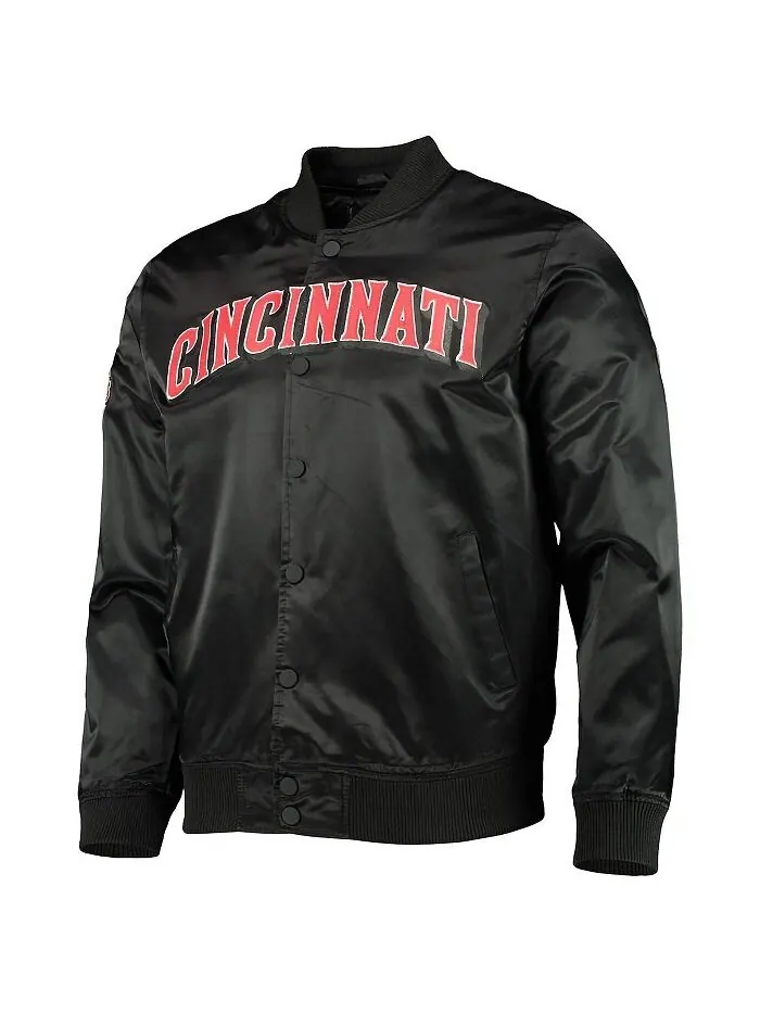 Мужская черная атласная куртка на кнопках Cincinnati Reds Wordmark Pro Standard — изображение 3 из 5, черный