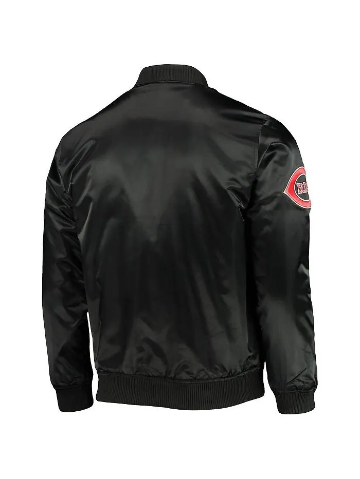 Мужская черная атласная куртка на кнопках Cincinnati Reds Wordmark Pro Standard — изображение 4 из 5, черный