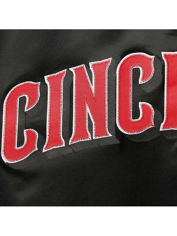 Мужская черная атласная куртка на кнопках Cincinnati Reds Wordmark Pro Standard — изображение 5 из 5, черный