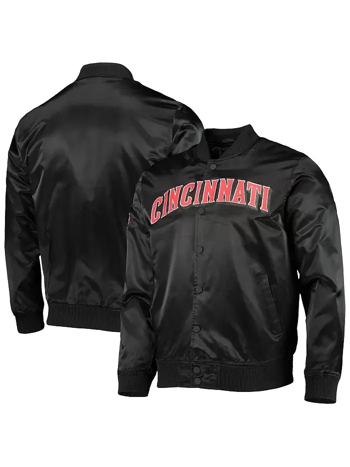 Мужская черная бейсбольная куртка Cincinnati Reds Wordmark на молнии, сатиновая Pro Standard