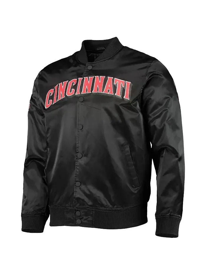 Мужская черная бейсбольная куртка Cincinnati Reds Wordmark на молнии, сатиновая Pro Standard — изображение 3 из 4