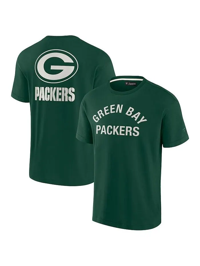 Мужская и женская зеленая супермягкая футболка Green Bay Packers с коротким рукавом Fanatics