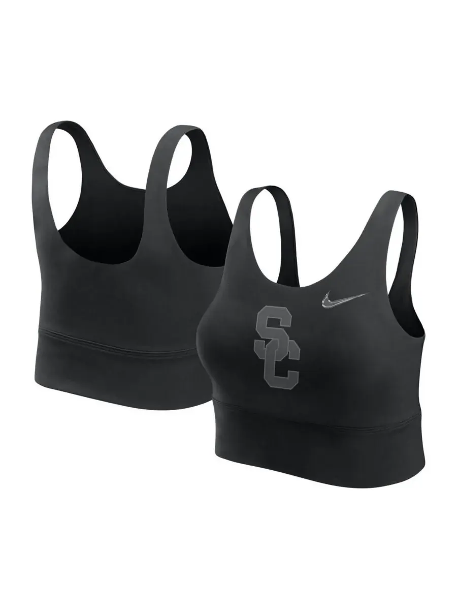 Nike Женский черный спортивный бюстгальтер USC Trojans Performance Longline