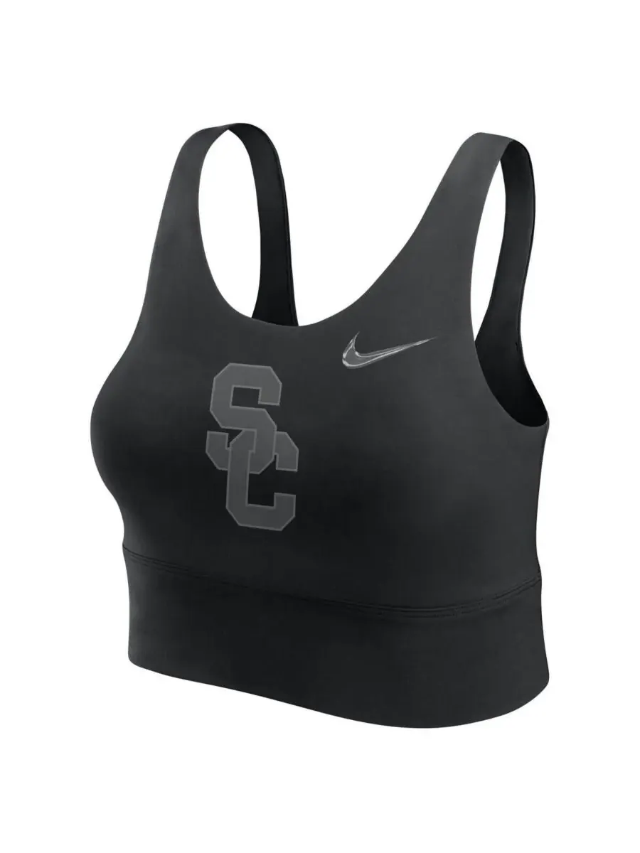 Nike Женский черный спортивный бюстгальтер USC Trojans Performance Longline — изображение 2 из 3