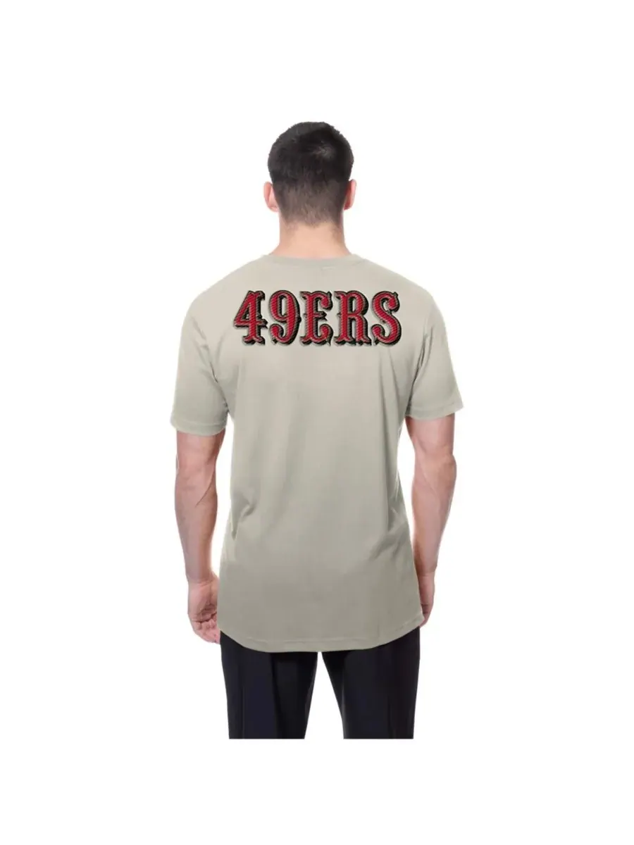 New Era Мужская светло-бежевая футболка с несколькими нашивками San Francisco 49ers — изображение 2 из 5, светлый бежевый