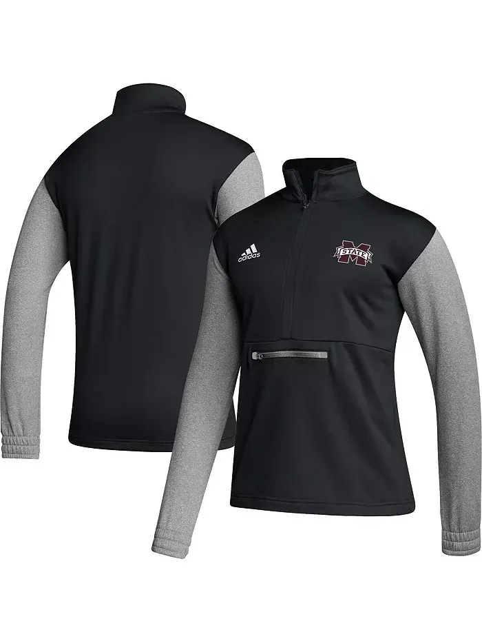 Мужская черная толстовка Mississippi State Bulldogs Sideline AEROREADY с полузастежкой adidas