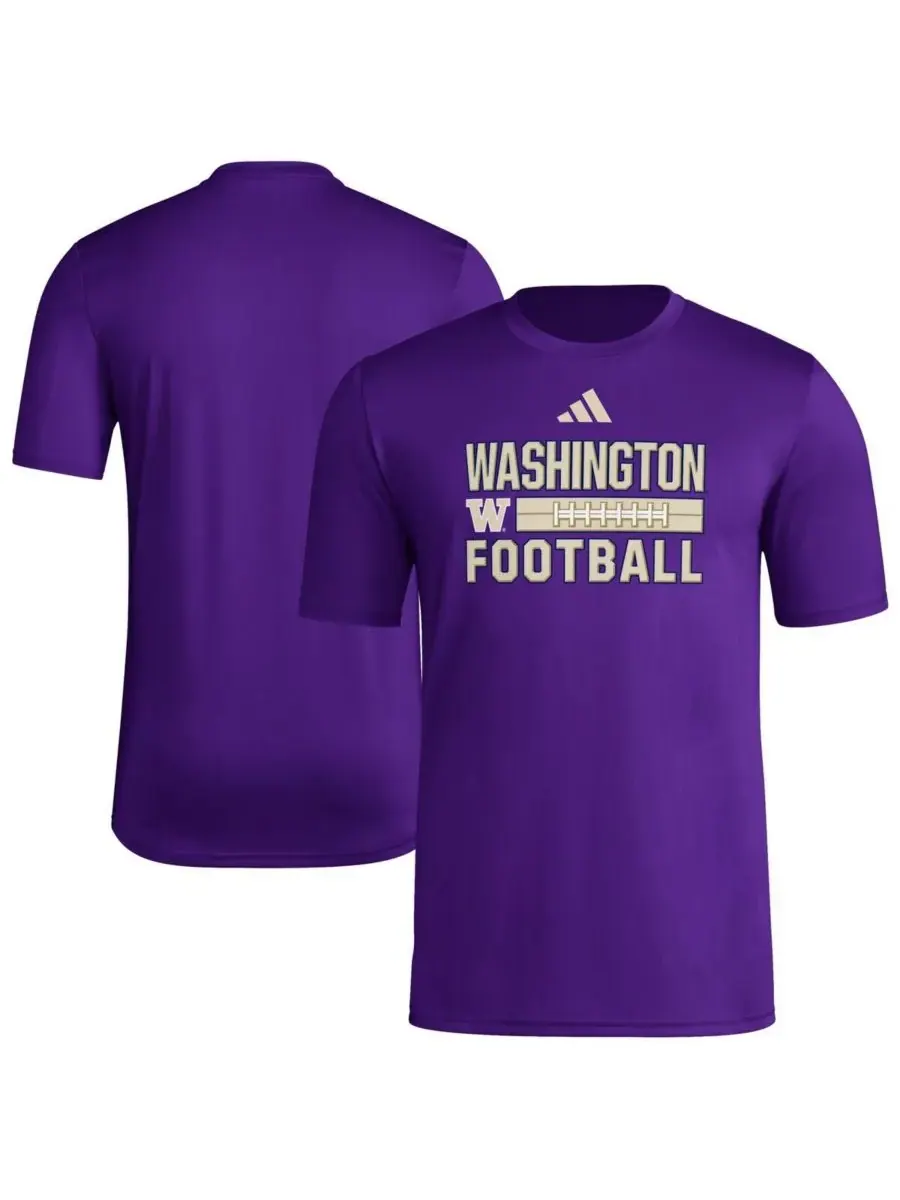 Adidas Мужская фиолетовая футболка Washington Huskies Locker Laces Out для предматчевой разминки