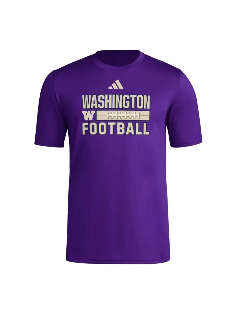 Adidas Мужская фиолетовая футболка Washington Huskies Locker Laces Out для предматчевой разминки — изображение 2 из 3