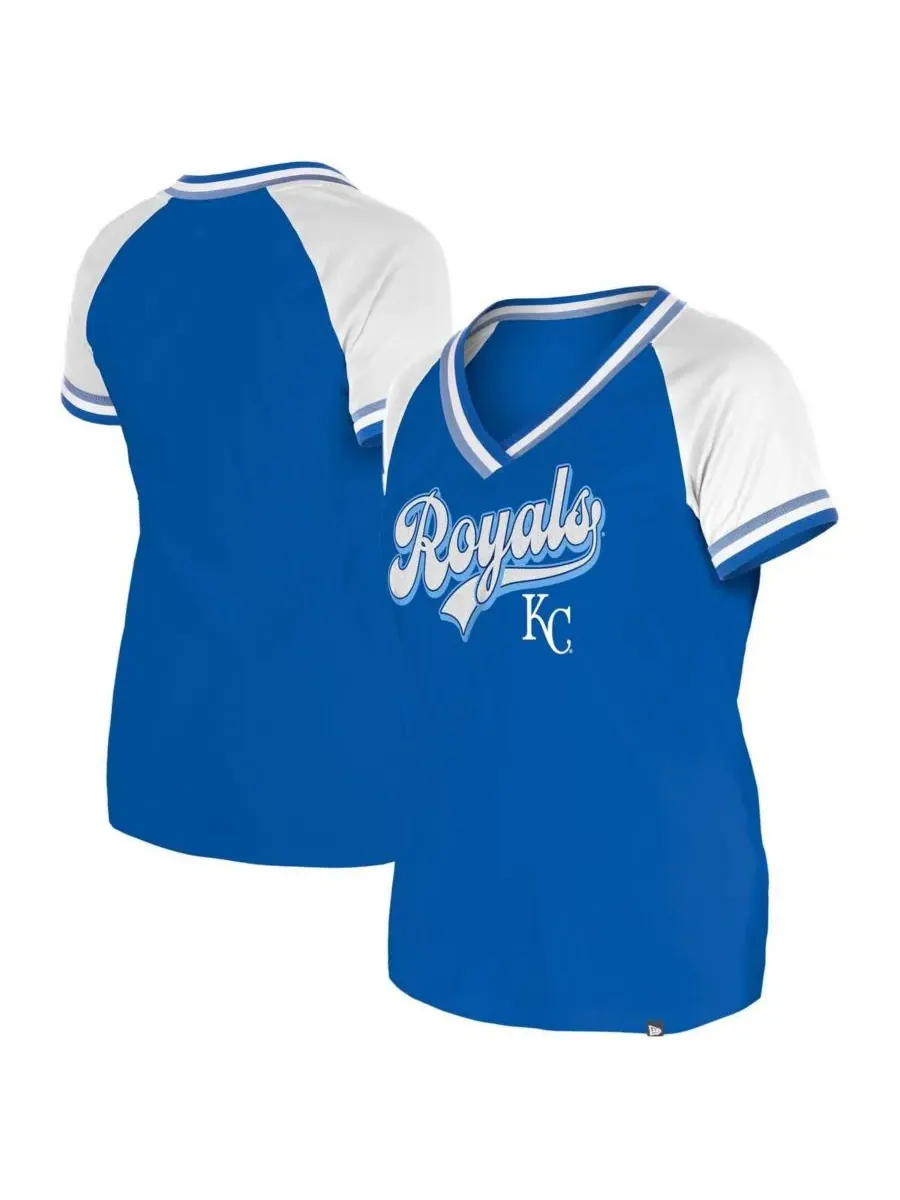 Женская футболка-реглан с V-образным вырезом "Royal Kansas City Royals Gameday" New Era