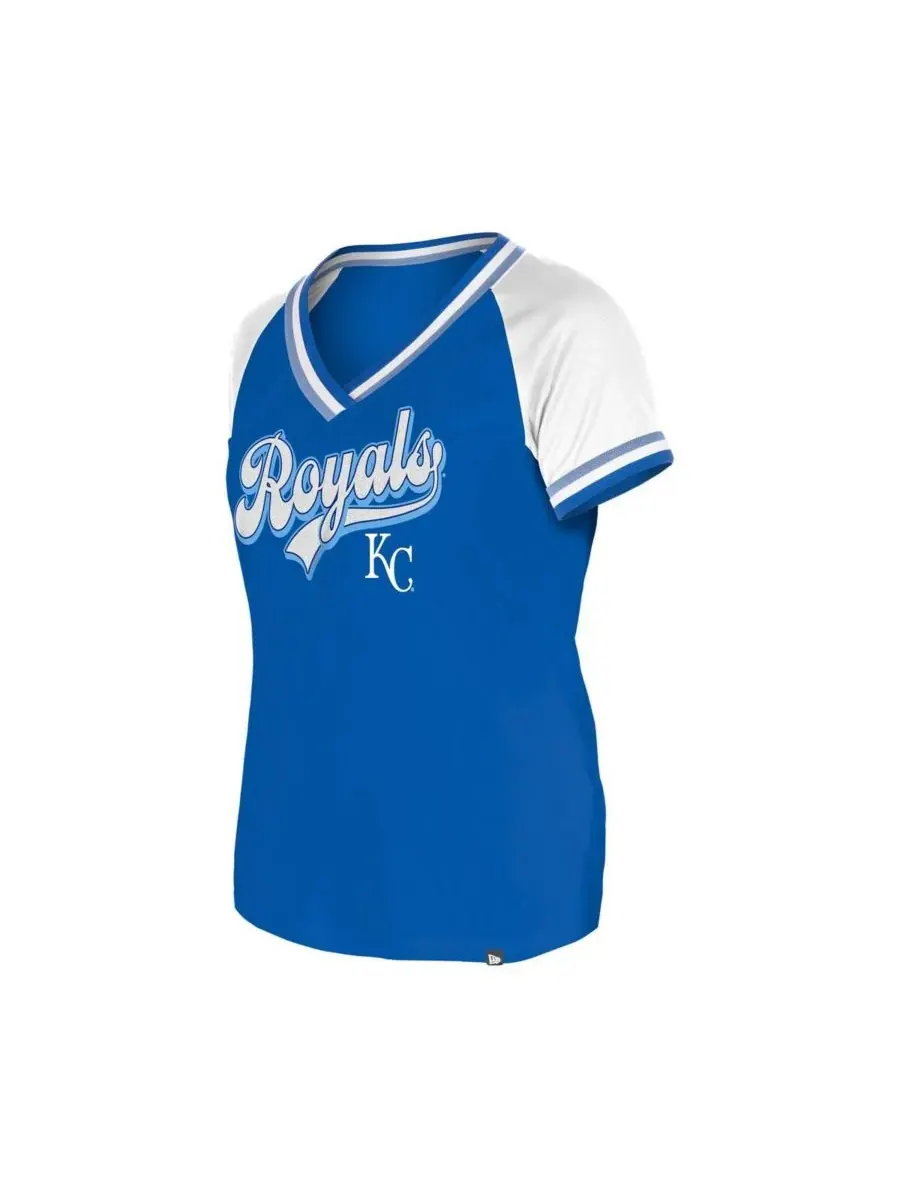 Женская футболка-реглан с V-образным вырезом "Royal Kansas City Royals Gameday" New Era — изображение 3 из 3, королевский