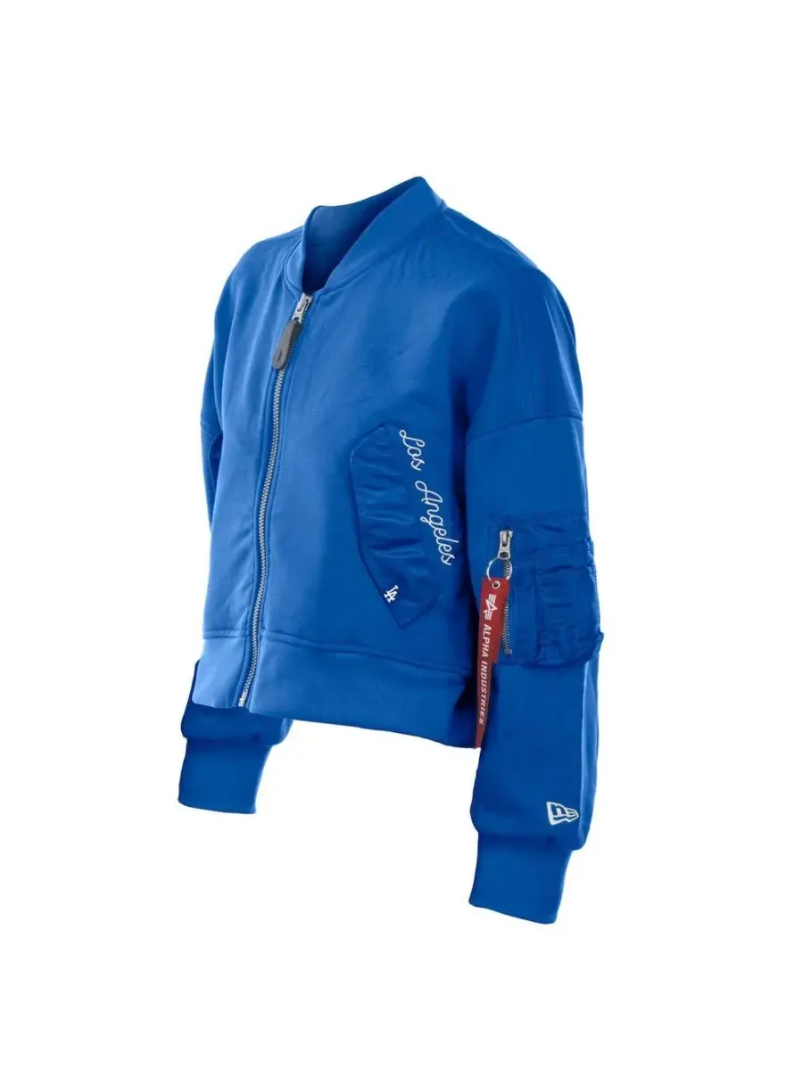 Женская укороченная куртка на молнии Alpha Women's Industries Royal Los Angeles Dodgers New Era — изображение 3 из 4