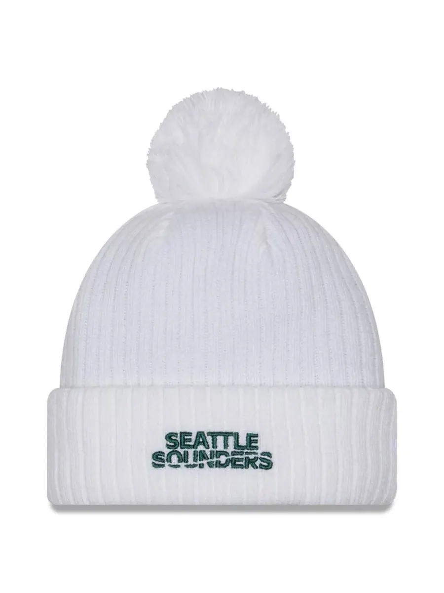 New Era Мужская белая футболка Seattle Sounders FC 2025 с манжетой на липучке и вязаной шапкой с — изображение 2 из 2, белый