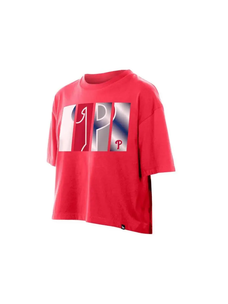 New Era Женская красная футболка Philadelphia Phillies с объемным логотипом из фольги — изображение 2 из 4, красный