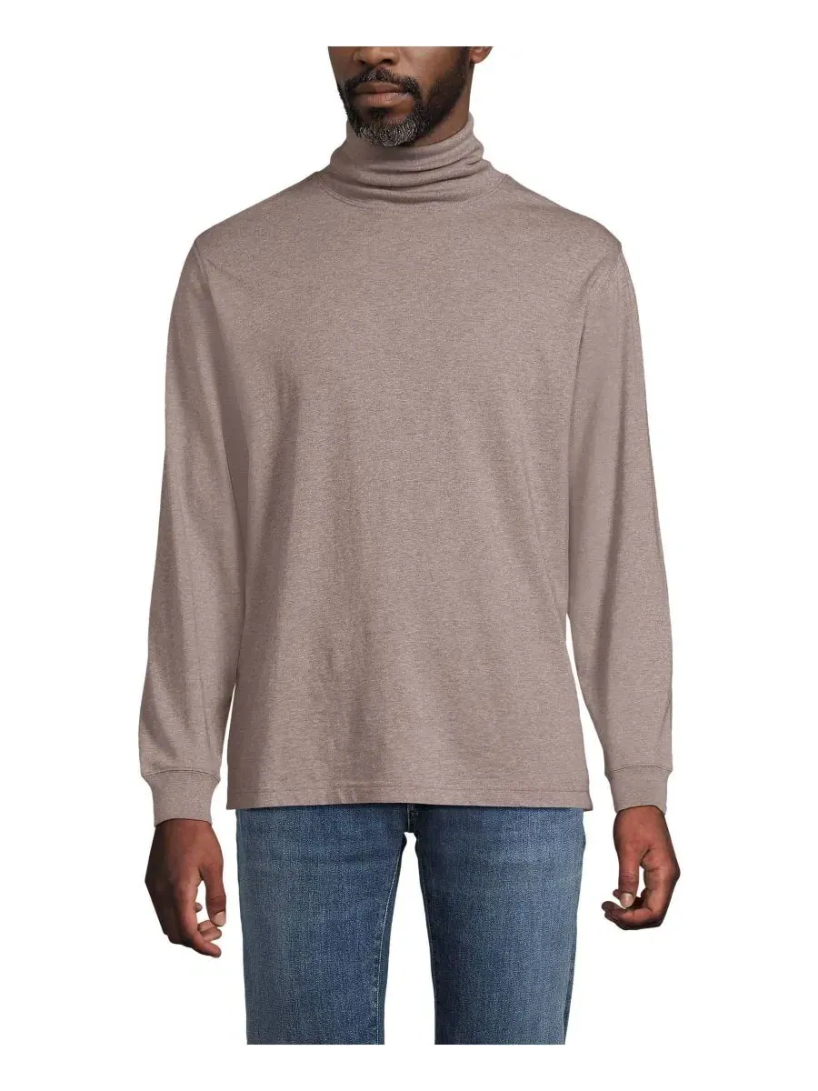 Водолазка из джерси с длинным рукавом Super-T Turtleneck Lands' End, Light Bark Heather