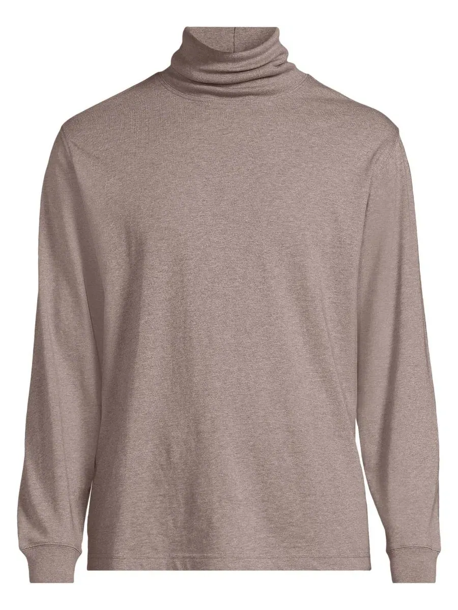 Водолазка из джерси с длинным рукавом Super-T Turtleneck Lands' End, Light Bark Heather — изображение 2 из 3
