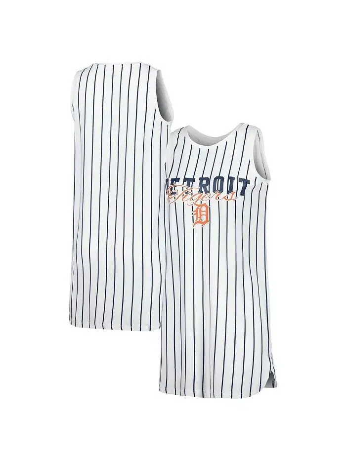 Женская белая ночная рубашка без рукавов в тонкую полоску Detroit Tigers Reel Concepts Sport — изображение 1 из 3