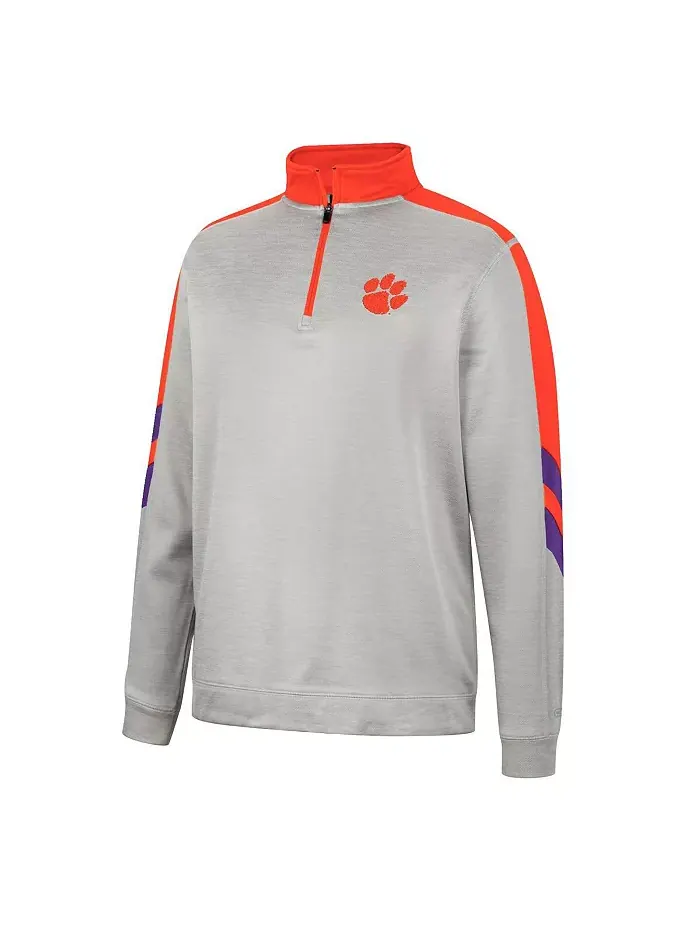 Мужская серая и оранжевая флисовая куртка Clemson Tigers Bushwood с молнией до середины груди — изображение 3 из 3