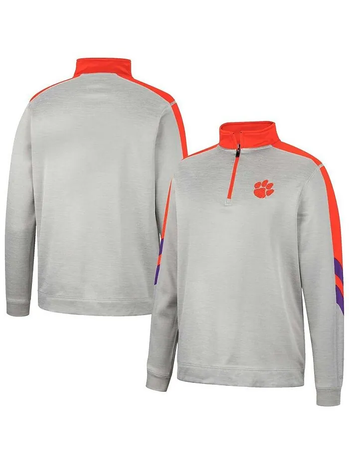Мужская серо-оранжевая флисовая куртка с молнией четверти Clemson Tigers Bushwood Colosseum — изображение 1 из 3
