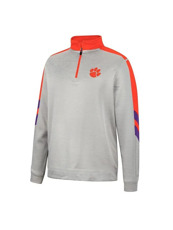 Мужская серо-оранжевая флисовая куртка с молнией четверти Clemson Tigers Bushwood Colosseum — изображение 3 из 3