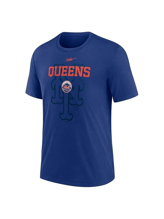 Мужская футболка Royal New York Mets Rewind Retro Tri-Blend Nike — изображение 3 из 4, королевский