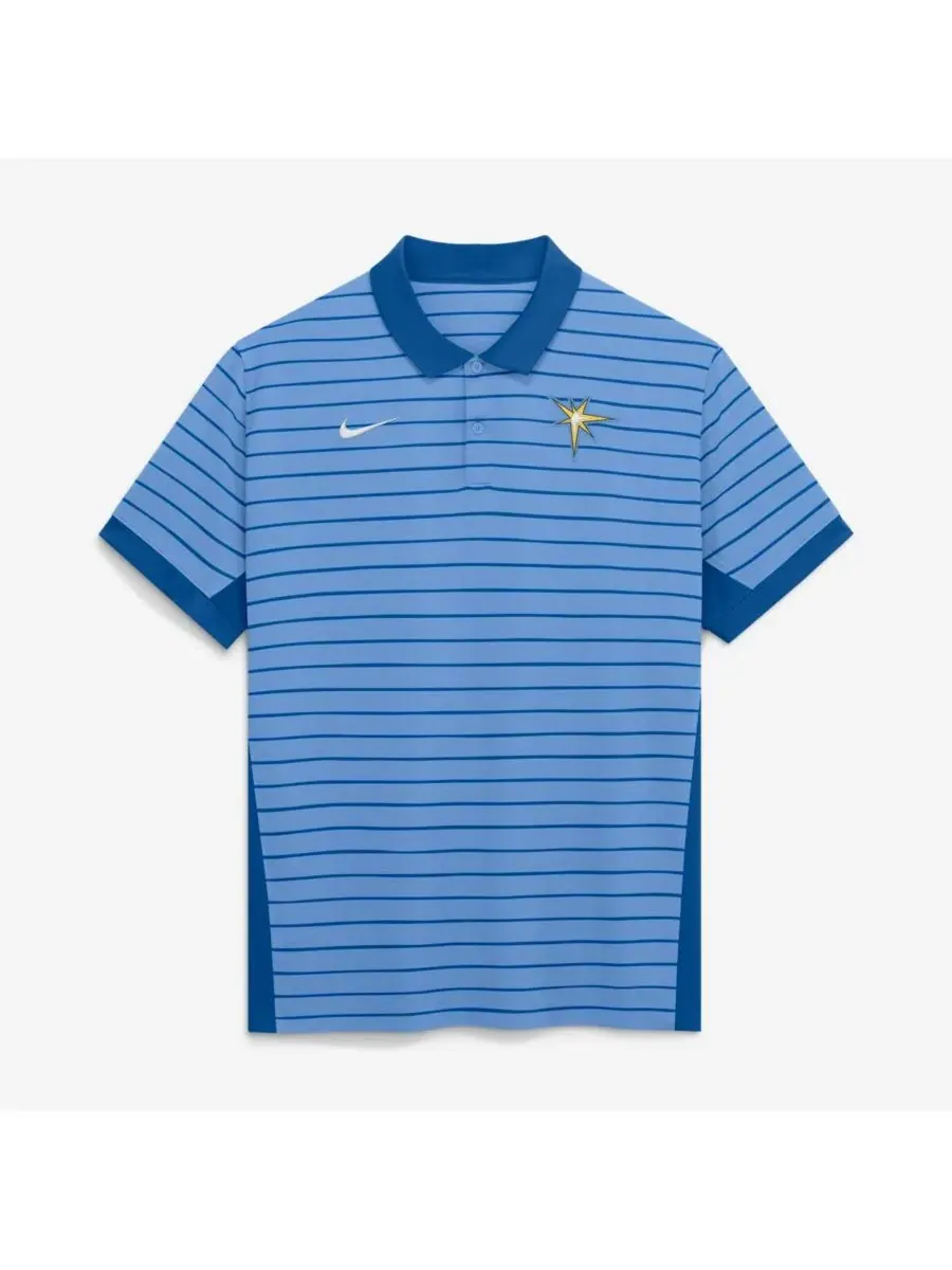 Поло Nike с длинным рукавом, с принтом, Tampa Bay Rays Authentic Collection Striped Victory Dri-FIT