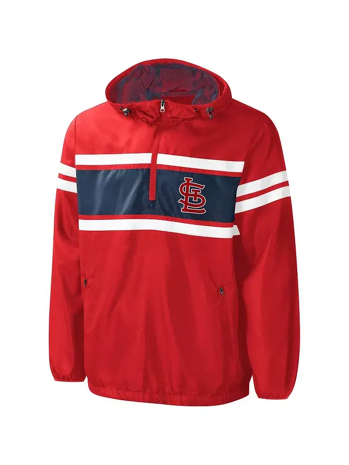 Мужская ветровка St. Louis Cardinals Game Score с четверть-молнией, красная G-III Sports by Carl — изображение 2 из 2