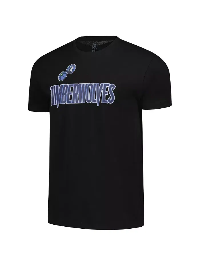 Мужская и женская черная футболка Minnesota Timberwolves с оверсайз логотипом FISLL — изображение 2 из 3